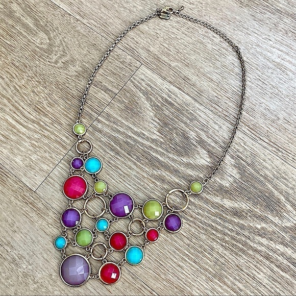 KRISTINE Multicolor Stone Statement Bib Necklace - Picture 1 of 6